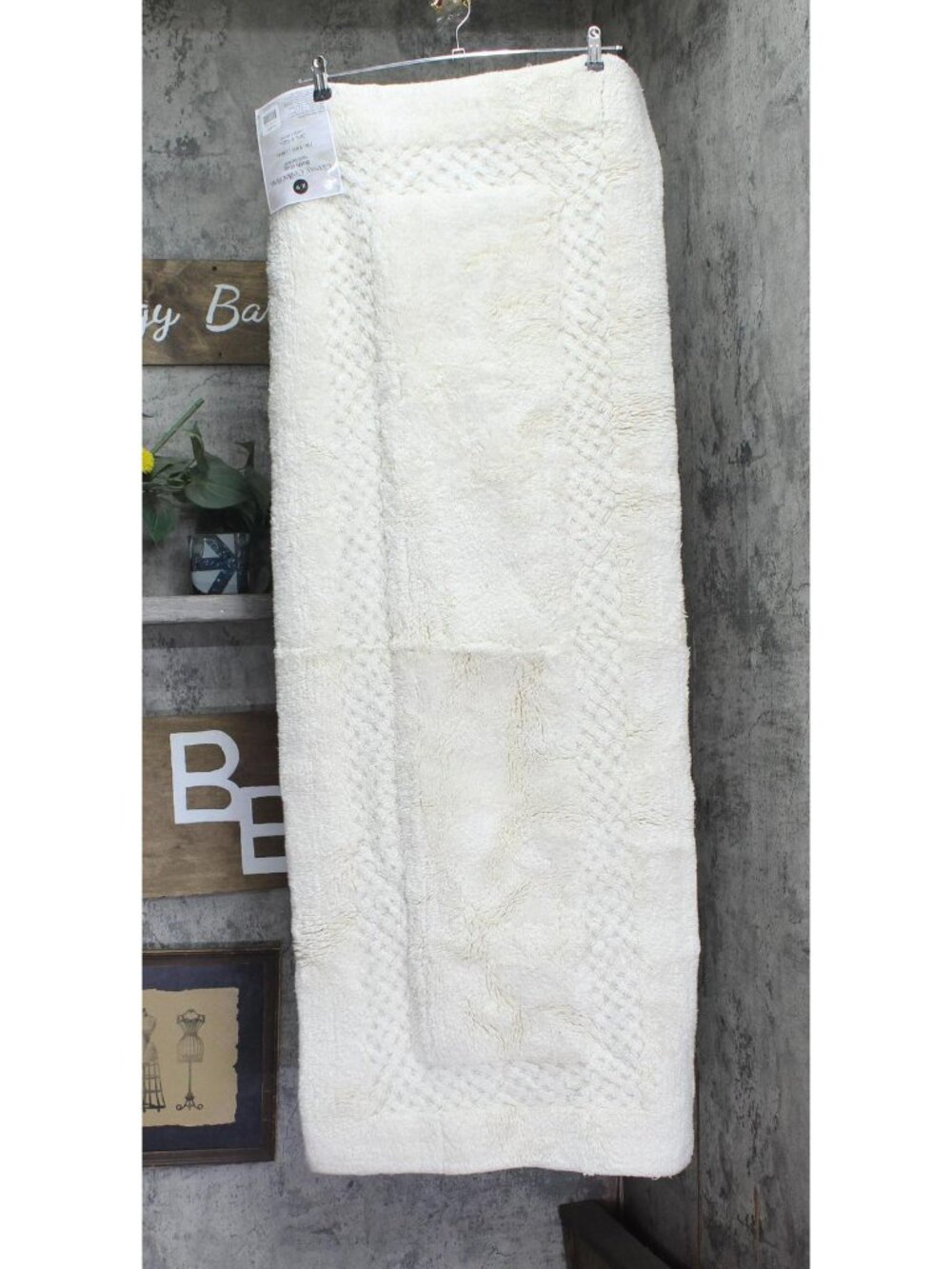 NWT Home Weavers Classy 100% Cotton Bath Rug Mat Runner Ivory Off White 21x54